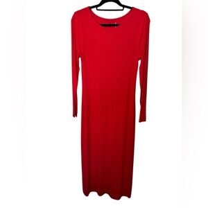 Vibrant Red Long Sleeve Dress